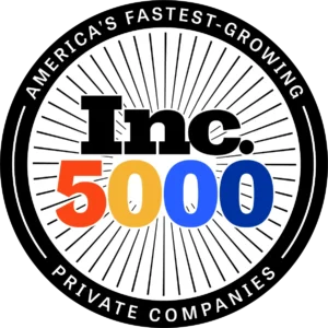 Inc. 5000 badge with text: America’s Fastest-Growing Private Companies around a radial sunburst design.