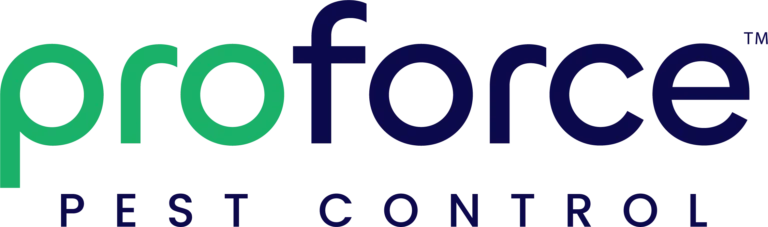Logo for Proforce Pest Control with pro in green and force in dark blue above the words PEST CONTROL in blue.