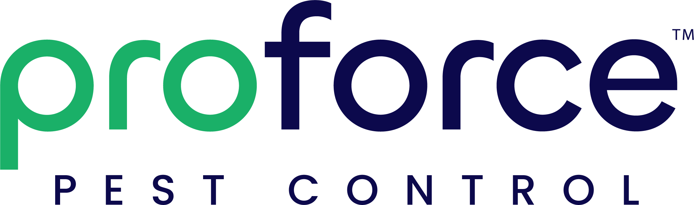 Logo for Proforce Pest Control with pro in green and force in dark blue above the words PEST CONTROL in blue.